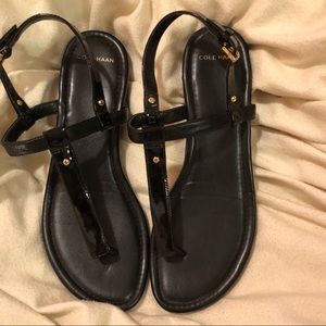 Cole Haan patent black sandals